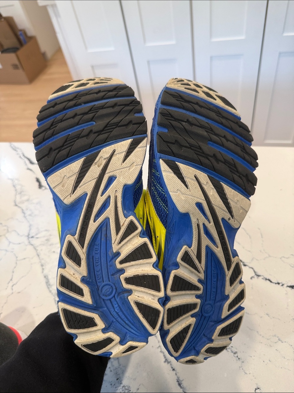 Brooks Blue and Neon Yellow Running Shoes - Picture 4 of 4